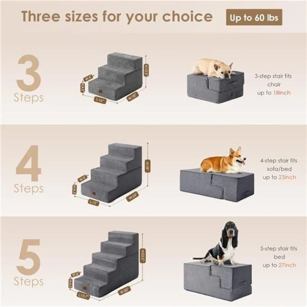 Dog Stairs for Bed 18”H, 4-Step Dog Steps for High Bed, Pet Steps for Small Dogs